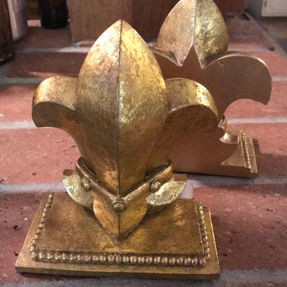 Gold Fleur de Lis Bookends
